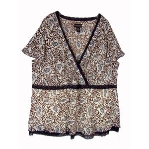 Lane Bryant Lace Trim Cap Slv Empire Top 26W 28W